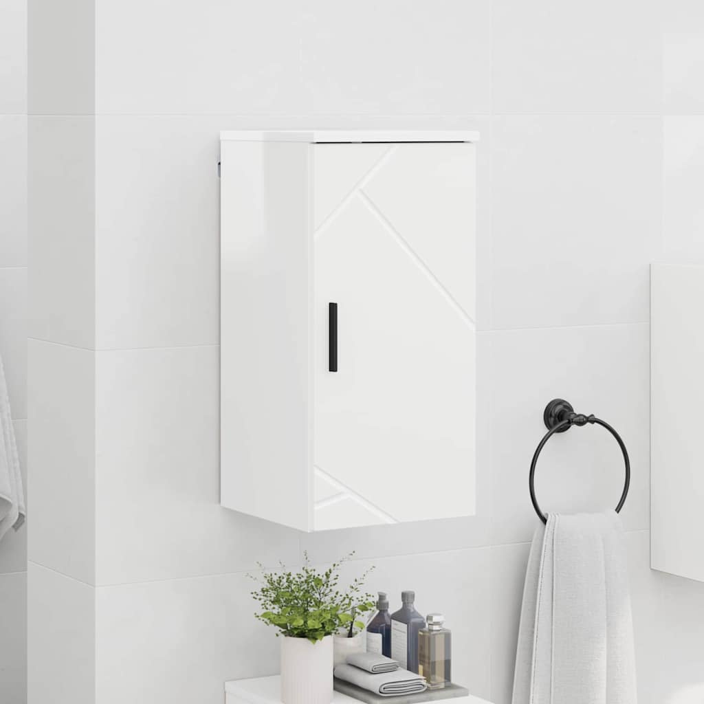 Bathroom Wall Mounted Cabinet High Gloss White 30 X 31.5 X 61 Cm
