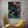 Nordic Posters and Prints Pink Flamingo Green Leaves Canvas Painting Wall Art Animal Pictures for Living Room Cuadros Home Decor