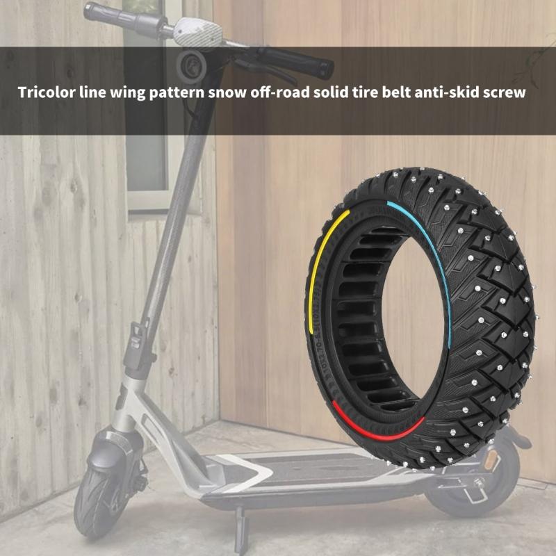 Nonslip Studded Offs Road Solid Tire Thicken Rubber Tubeless Tire with Antislip Screws, 10Inches Electric Scooter Tire