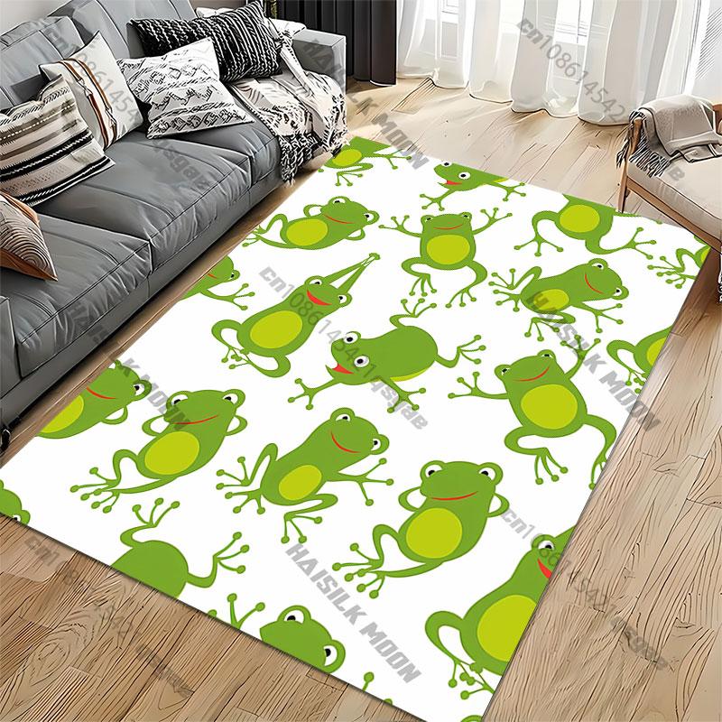 Happy Playful Frogs Pattern Carpet Yoga Living Room Room Decor Children's Crawling Mat Doormat Area Rug Games Mat