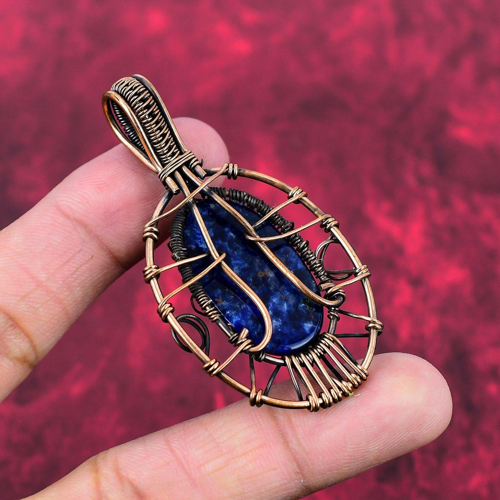 Tree Of Life Sodalite Pendant Copper Wire Wrapped Pendant Gemstone Jewelry Handmade Pendant Sodalite Copper Jewelry Unique Pendant For Gifts