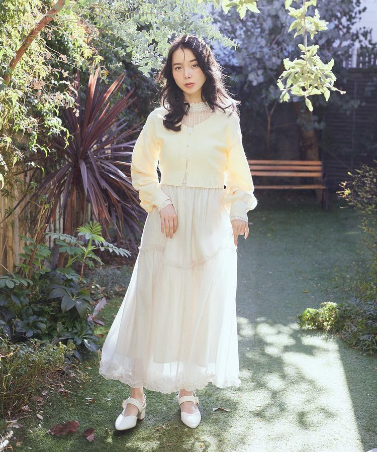 Earth Music Ecology Pearl Button Short Knit Cardigan 01000133900 Yellow & Women's