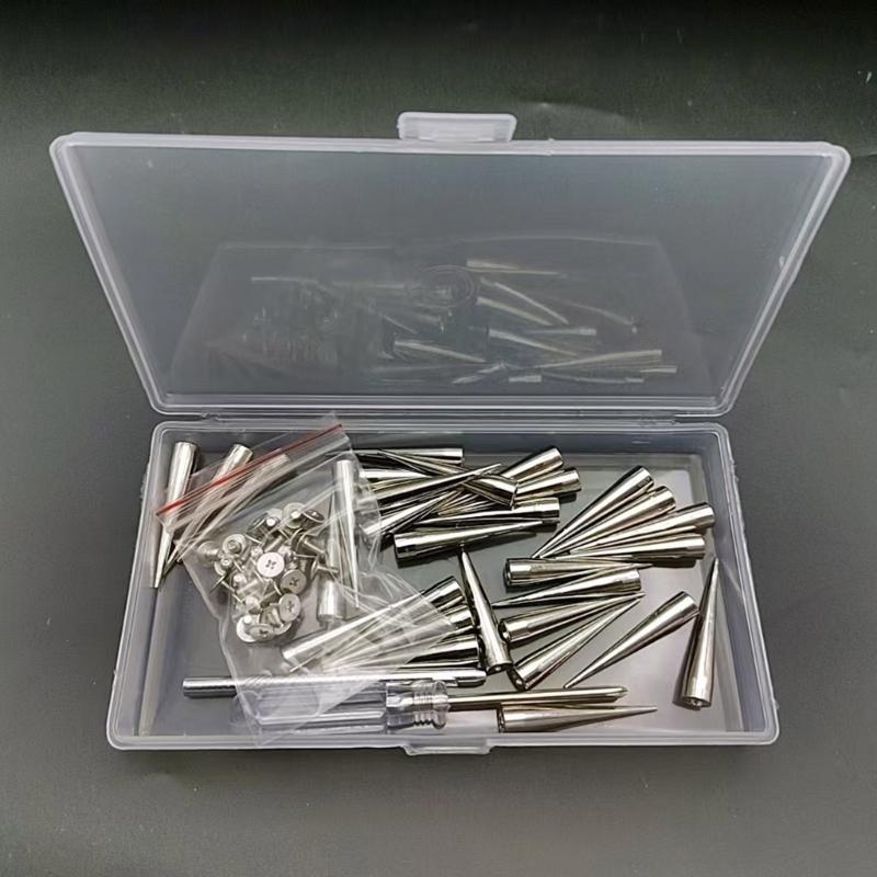 30 Sets Tapered Nails with Tool Boxes for Leather Crafts Metal Tree Cone Spikes Punk Style Clothing Accessories