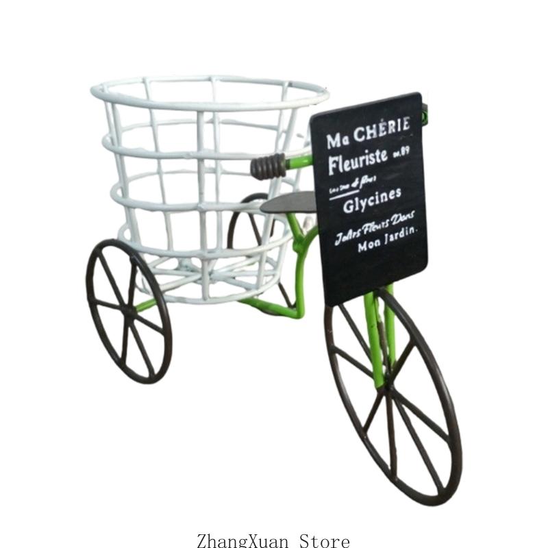 

Metal Flower Pot Holder Stand Container In Bicycles Design With Curved Handles For Gardens Home Balcony Decoration Gift 3XUF зелений