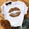 New Unisex Pink Lips Leopard Graphic T Shirt Casual Fahion Oneck Sexy Black Tees Kiss Lip Funny Girls Tshirtdrop Shipping