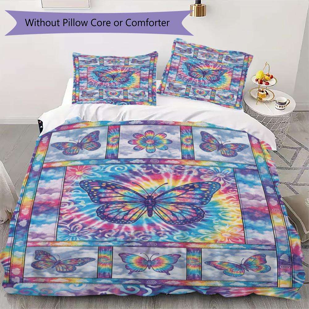 

Modern Butterfly Pattern Bedding uilt Set uilt Cover Pillowcase Home Decoration Birthday Gift (1 * duvet cover + 2 * pillowcase without core)76 135x200cm