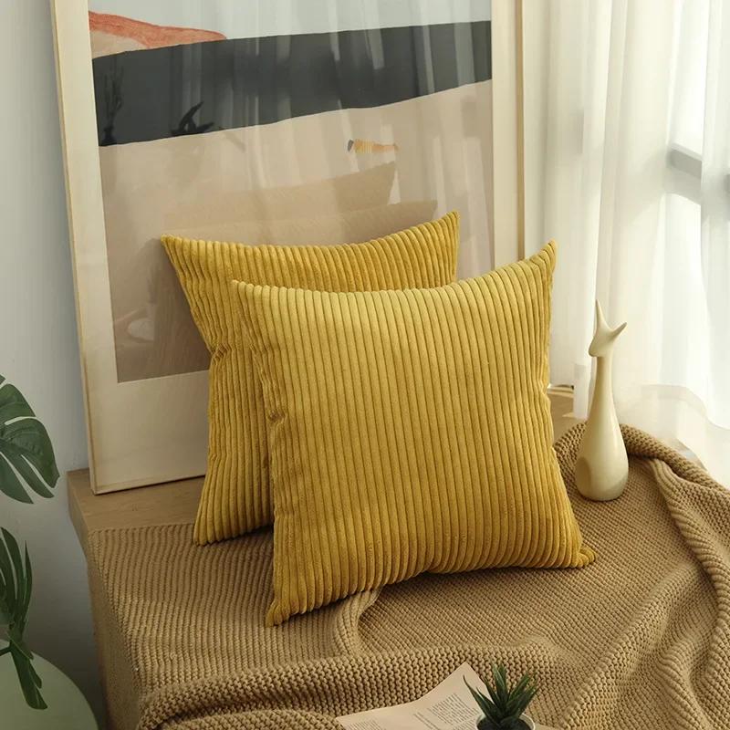 

Premium Corduroy Cushion Cover Pillow Cover with Soft Fluffy Texture Solid Color Durable Home Decoration for Bedroom Living Room 30x50cm золотой