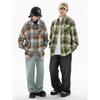 Hong Kong Style Green Plaid Shirt Long Sleeve Japanese-Style Retro Autumn Boys Ruan Handsome Couple Loose Casual Shirt Coat