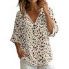 Women's V-Neck Short Sleeve T-Shirt, Vintage Floral Print Loose Fit Casual Cotton-Linen Top