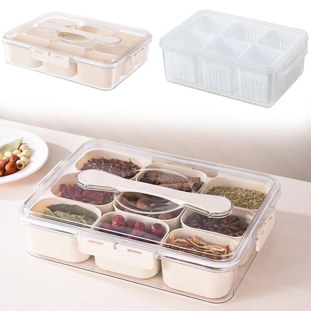 Snack Box Container with Lid & Handle Snack Divided Serving Tray Snack Serving Container for Sweets Veggie Nuts Fruit Storage