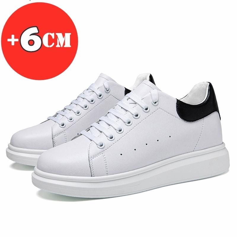 Fashion Brand Men's Shoes Couple Invisible Increase White Shoes Insole 6cm Elevator Shoes Men's Business Casual Leather Shoes Heighten