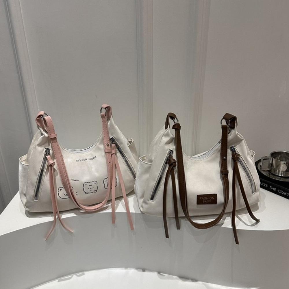 Wide Shoulder Strap Cartoon Shoulder Bag Korean Style Underarm Bag PU Leather Crossbody Bag  Women