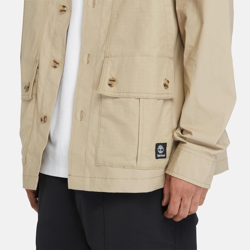 Timberland Solid Color Single-Breasted Loose Long Sleeve Shirt Men Shirts Gray-Green A5U5U-DH4