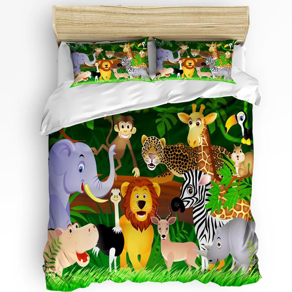 3pcs Bedding Set Cartoon Animal Alligator Elephant Giraffe Duvet Cover Pillow Case Boy Kid Teen Girl Bedding Covers Set