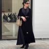 2026 Color Block Knee-Length Loose Coat Womens A-Line Polo Collar Long Sleeve Outerwear
