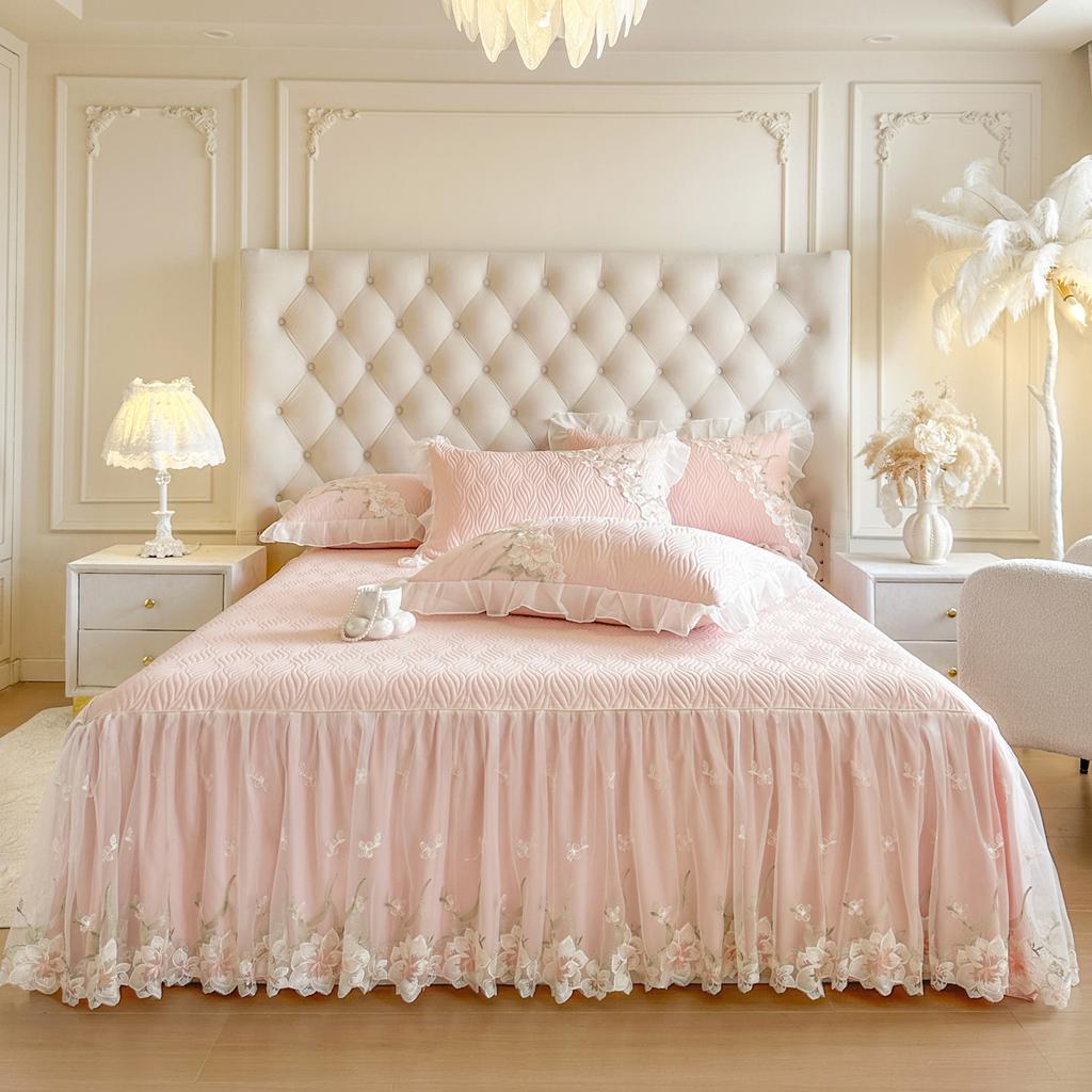 2026 New Pure Color Clip Cotton Bed Dress Single Piece Scarf Single Bed Cover Four Seasons Universal Bed Cover Skirt Side Bed Apron