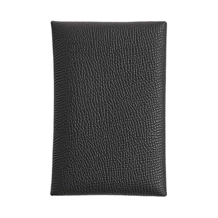 

Hermes Calvi Palladium Plated Snap Epsom Leather Card Holder Women accessories Ardoise H044164CK85 Box Included