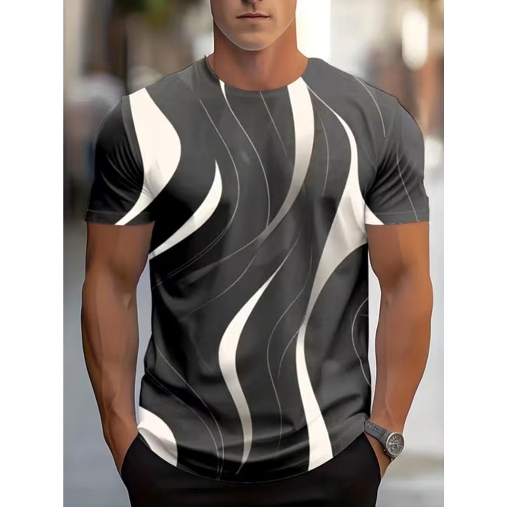 New Summer Men's Fashion T-shirt Personality Simple Pattern Printed Men's T-shirt Top