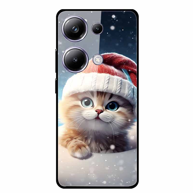 Glass Back Cover For Poco M6 Pro 4G Case M 6 M6Pro Hard Tempered Glass Case For Xiaomi Redmi Note 13 Pro Phone Case Soft Bumper