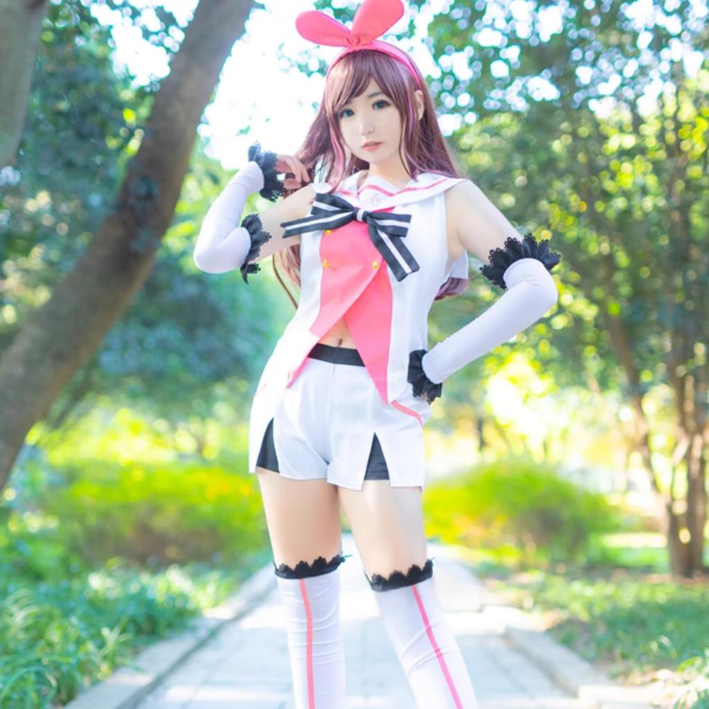 [Milky Time] Kizuna AI Cosplay Halloween VTuber Initial Costume with Wig (L)
