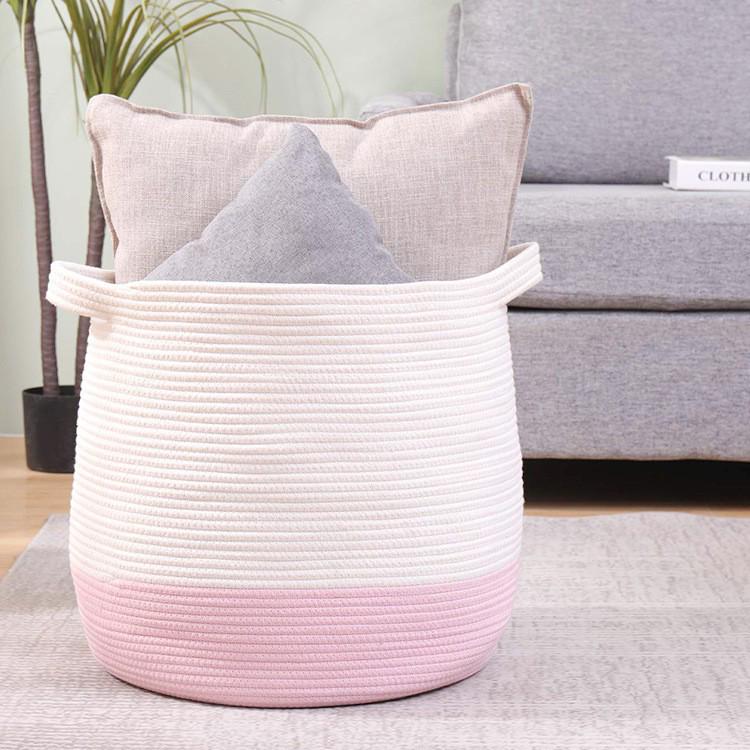 Woven Cotton Rope Storage Basket - Large, Portable Organizer for Snacks, Toys, and Sundries