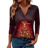 Women's Casual Fashionable Sexy Comfortable V-Neck Christmas Three-Quarter Sleeve Top