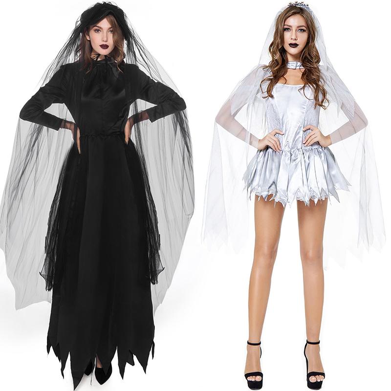 Adult Ghost Halloween Bride Fancy Dress Vampire Horror Party Cosplay Costume