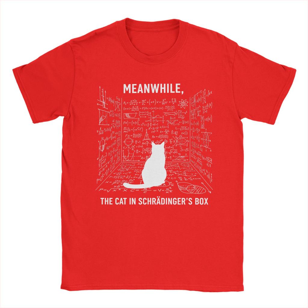 Herren T-Shirt Schrödingers Katze Physik Gleichungen Lustig 100% Baumwolle T-Shirt Kurzarm T-Shirt O-Ausschnitt Oberteile Geburtstagsgeschenk