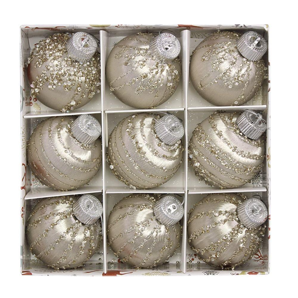 

9 шт. круглые рождественские шары из шелковой нити, пластиковый рождественский шар для подвешивания на елку, Новый год шампанского