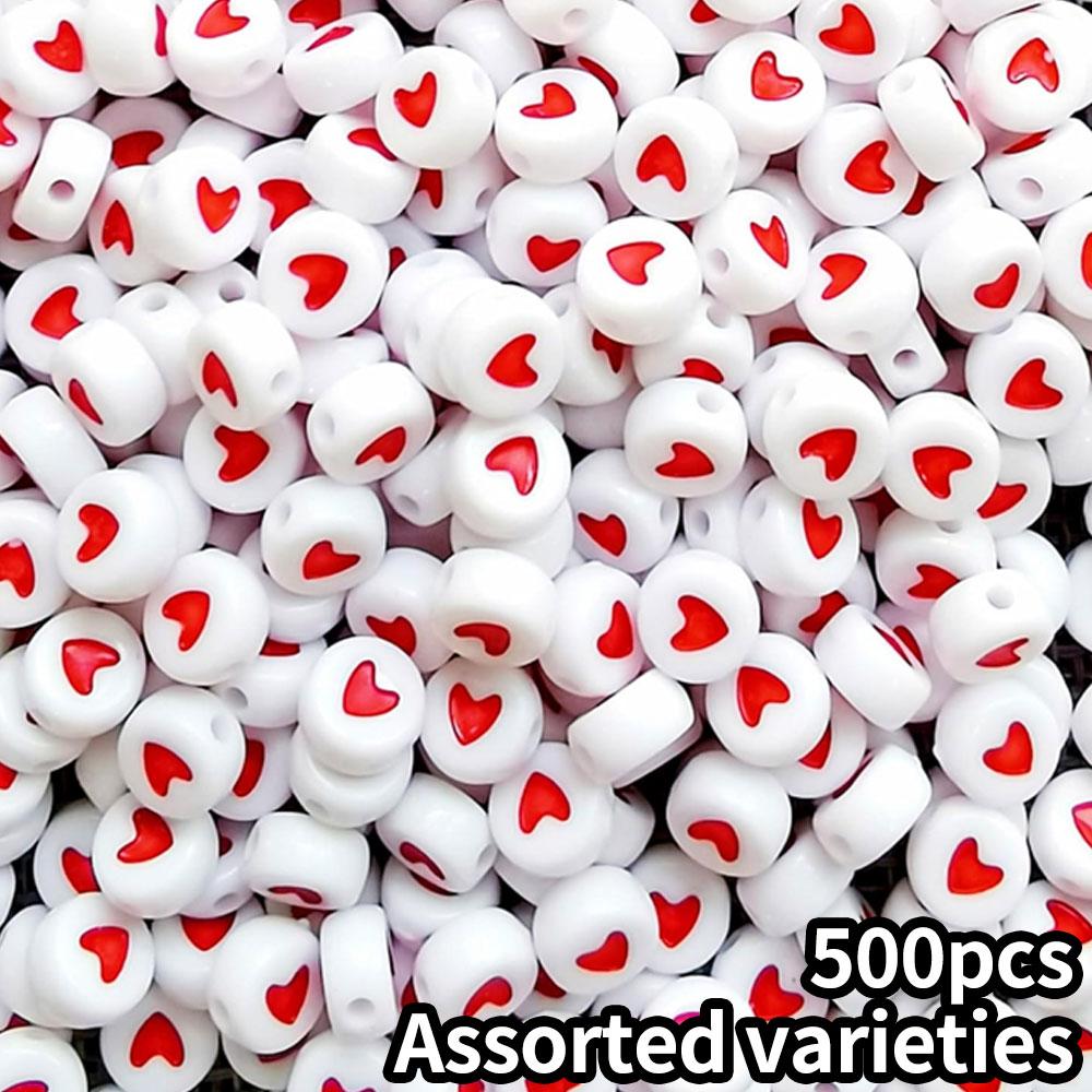 

500 шт. акриловых круглых бусин в форме букв 4x7 мм, декоративные бусины, используются для изготовления украшений и браслетов своими руками, ожерелий, брелоков 500pcs