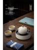 Small Beige Crackle Glaze Ru Ware Xishi Teapot – Ceramic Kung Fu Tea Infuser Set