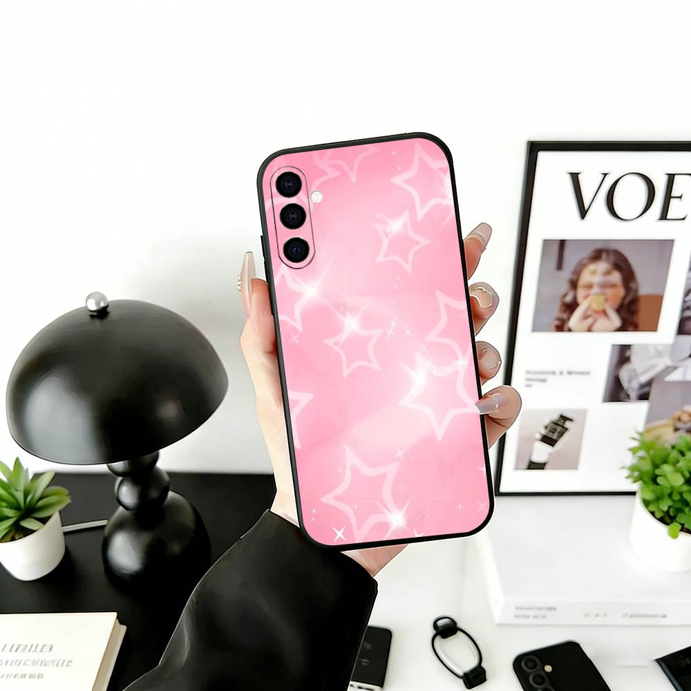 Y-y2K Star Aesthetic Phone Case Black Silicone Soft For Samsung Galaxy A73,A72,A71,A70,A53,A52,A51