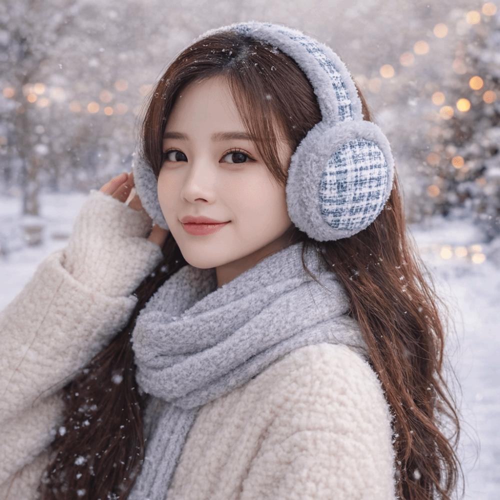 Windproof Foldable Ear Cover Plush Winter Thicken Earflap Winter Warm Earmuffs  Cold Weather