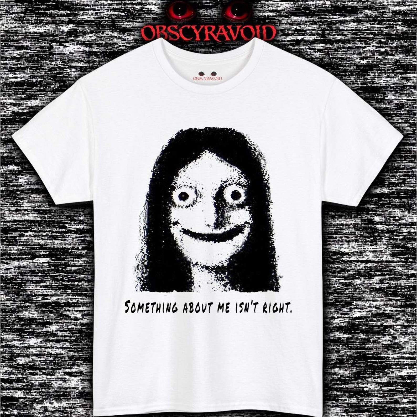 Something About Me Isn t Right T-Shirt Creepy Smile Horror Tee, Glitch Face Shirt, Weirdcore M