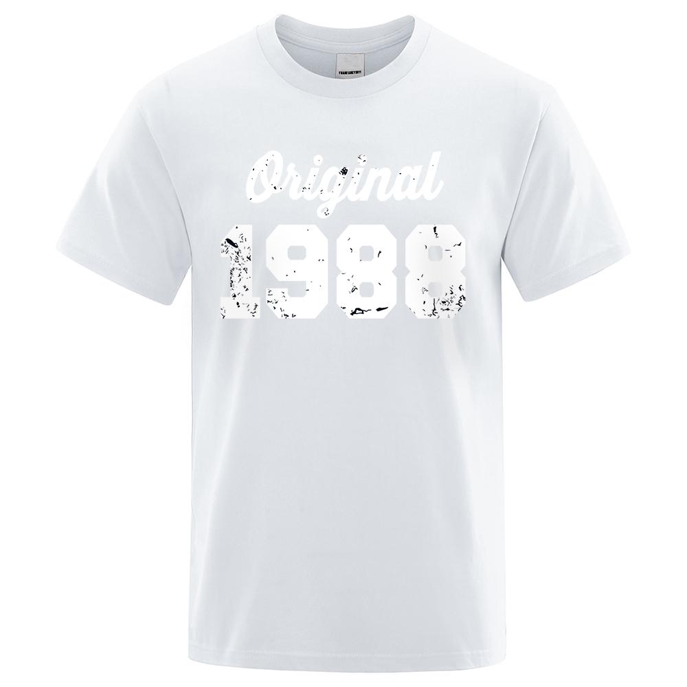 Original 1988 White Letter Print Male Tshirts Breathable Clothes High Quality Tee Clothes Hip Hop O-Neck Cotton Tshirt Couple