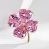 Delicate Pink Lucky Four Leaf Clover Brooches For Women Girls Fashion Lapel Pin Wedding Clothing Decoration Jewelry Gifts
