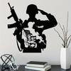 Black Metal Soldier Wall Art Silhouette Gun Flag Decor Office Home Cave Gift