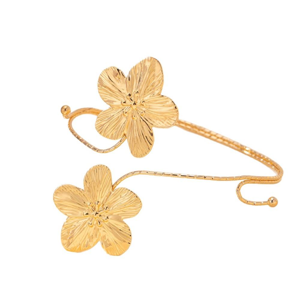 Metal Wide Open Bangle Multi Style Flower Bracelet Stylish Opening Arm Bracelet  Hand Jewelry
