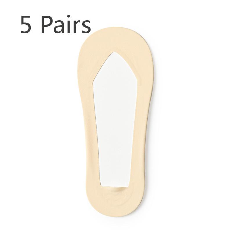 

5 пар женских летних тонких силиконовых нескользящих хлопковых носков-лодочек с небольшим вырезом 5 Pairs телесный