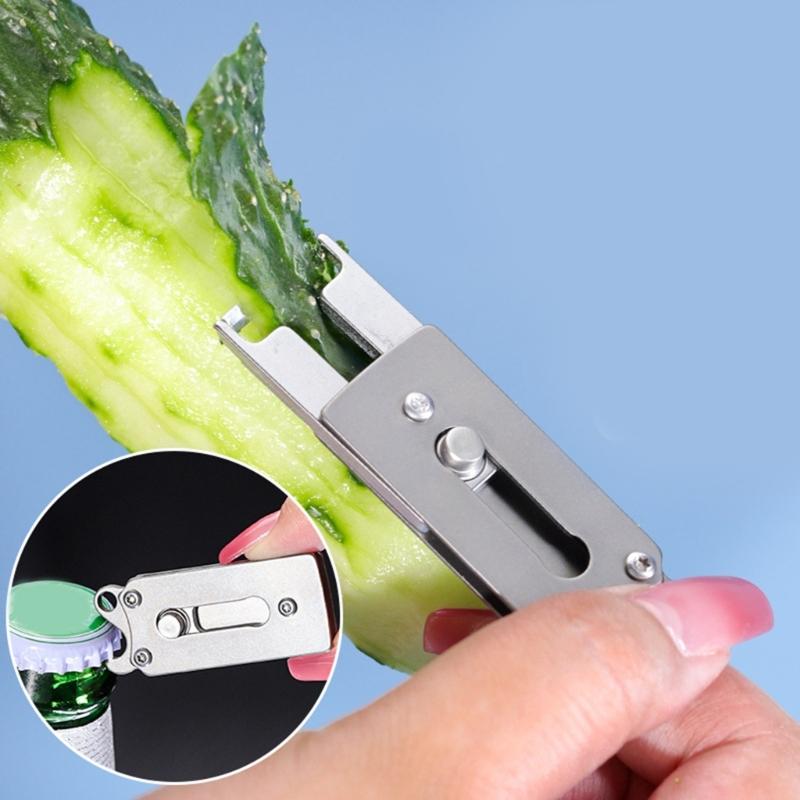 Multiuso Portatile con Sbucciatore Frutta a Scomparsa e Portachiavi Apribottiglie Texture in Lega per Attacchi Facili