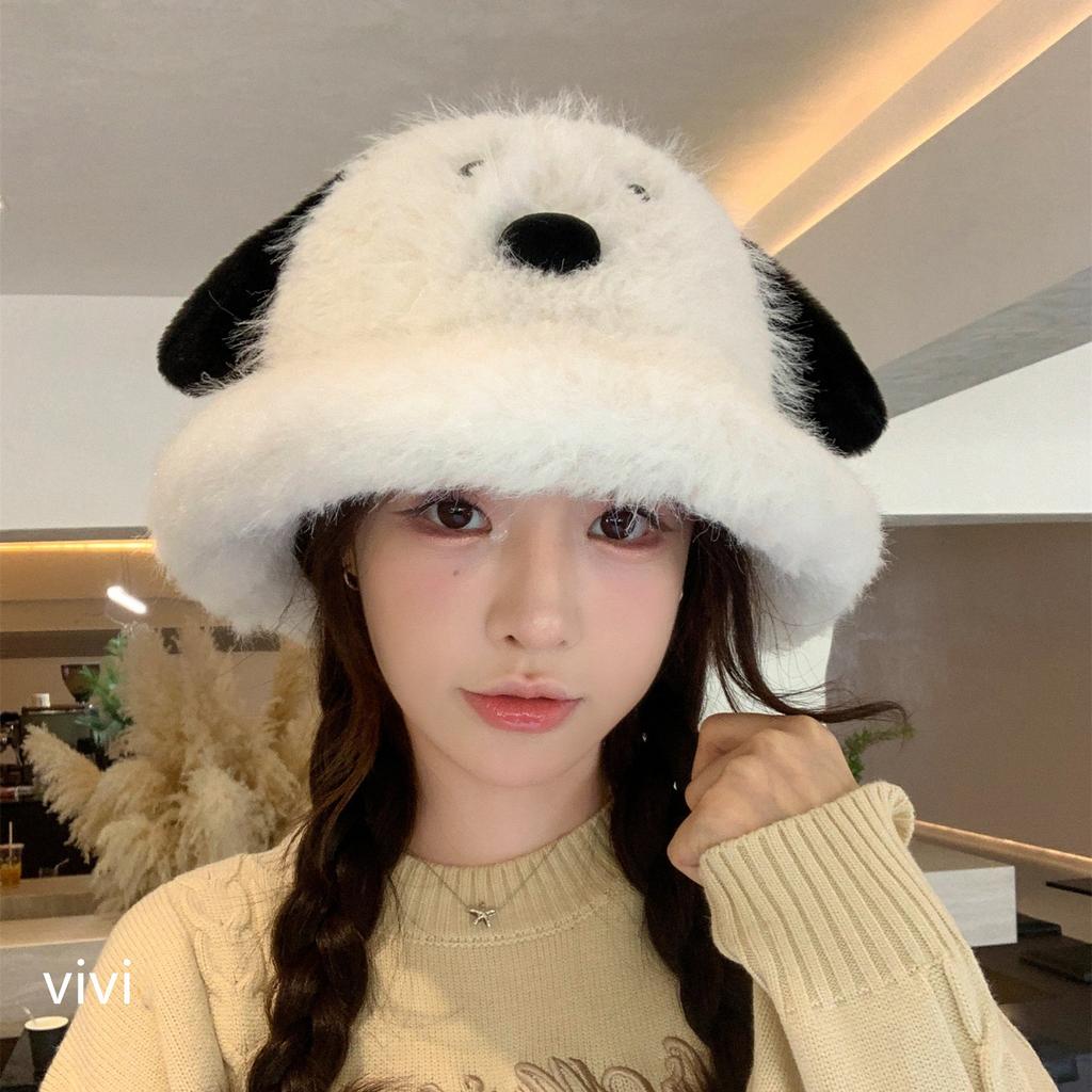 Winter new puppy ear fisherman hat children cute plush versatile student warm ear protector hat