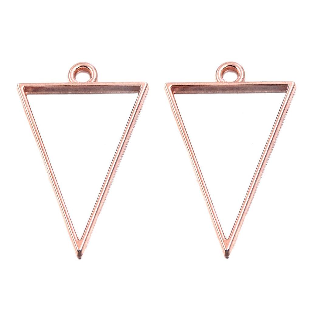 Rose Gold Geometric Heart & Moon Epoxy Keychain Pendants - 17 Designs