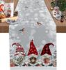 Christmas Grey Gnomes Fantasy Snowy Linen Table Runners Dresser Scarf Decor Washable Dining Table Runners Christmas Decoration