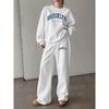Bedrucktes Damen-2-Teile-Set: Rundhals-Sweatshirt & Hose mit Kordelzug und geradem Bein, Herbst/Winter Loungewear