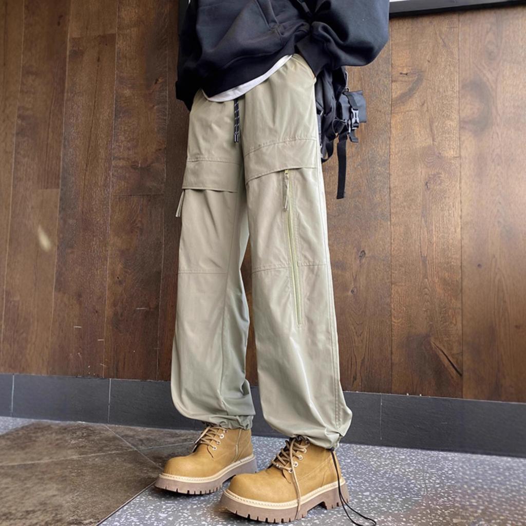 Elastic waist overalls men's autumn new Hong Kong style ins trendy brand large size straight pants youth loose casual pants