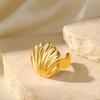 Stainless Steel Metal Shell Open Rings For Women Men Vintage Gold Starfish Adjustable Ring Beach Party Jewelry Gift