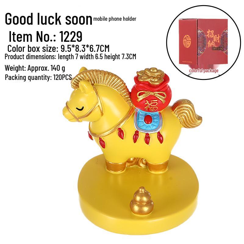 Creative Zodiac Lucky Bag Yuanbao Phone Stand & Desktop Ornament - Office Mascot Gift