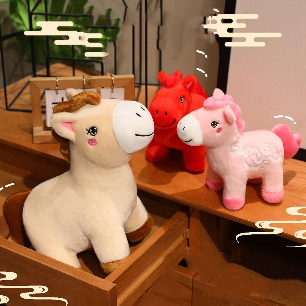 Letter Print Plush Horse Doll Soft Stuffed Horse Stuffed Animal Zodiac Horse Figurine  Car Decor