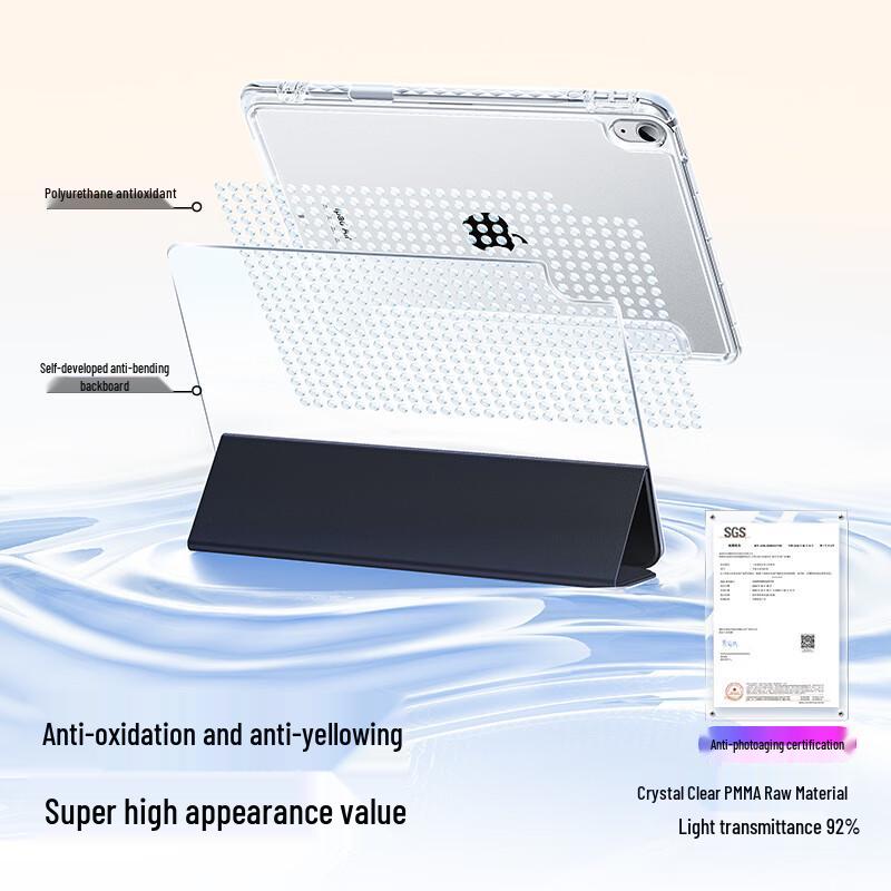 ShineMore Transparent Acrylic iPad Case with Pen Slot