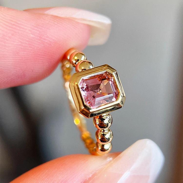 Red Elk S925 Sterling Silver Pink Bubble Ring for Women - Fresh, Simple, and Versatile Jewelry for a Sweet Temperament